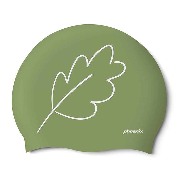 PHOENIX Green Leaf Silicone Swim Cap Khaki [PCS-03 Green Leaf (Khaki)] 상품컷