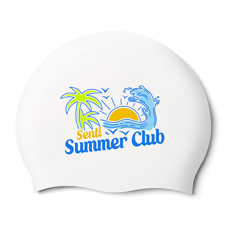 SENTI Summer Wave Silicone Swim Cap White [SC-2484 (WH)] 상품컷