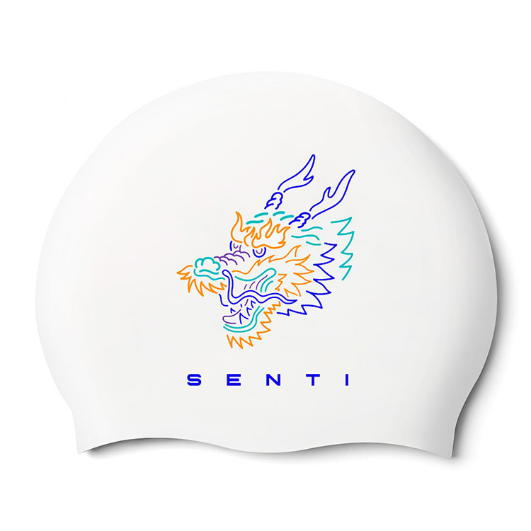 SENTI Dragon Silicone Swim Cap White [SC-2452 (WH)] 상품컷
