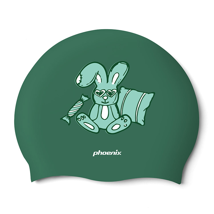 PHOENIX Candy Rabbit Silicone Swim Cap Green [PCS-03 Candy Rabbit (Green)] 상품컷