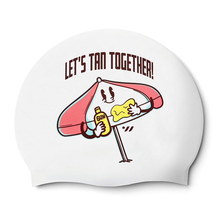 SWAVE Let's Tan Together Silicone Swim Cap white [SW-CS116(WHT)] 상품컷