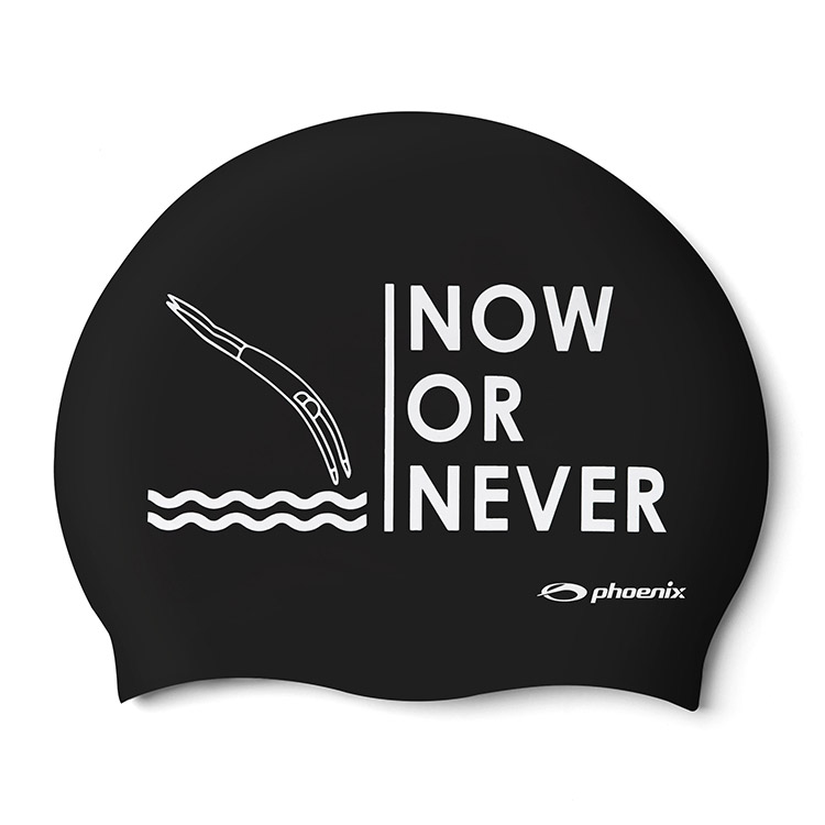 PHOENIX Now Never Silicone Swim Cap Black [PCS-03 Now Never (Black)] 상품컷