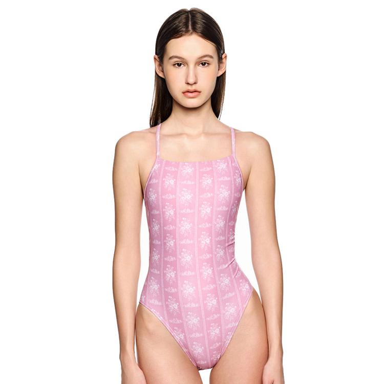 HOOG Women's Rococo High Double Tie Back Swimsuit Light Pink [WHA2151] 상품컷