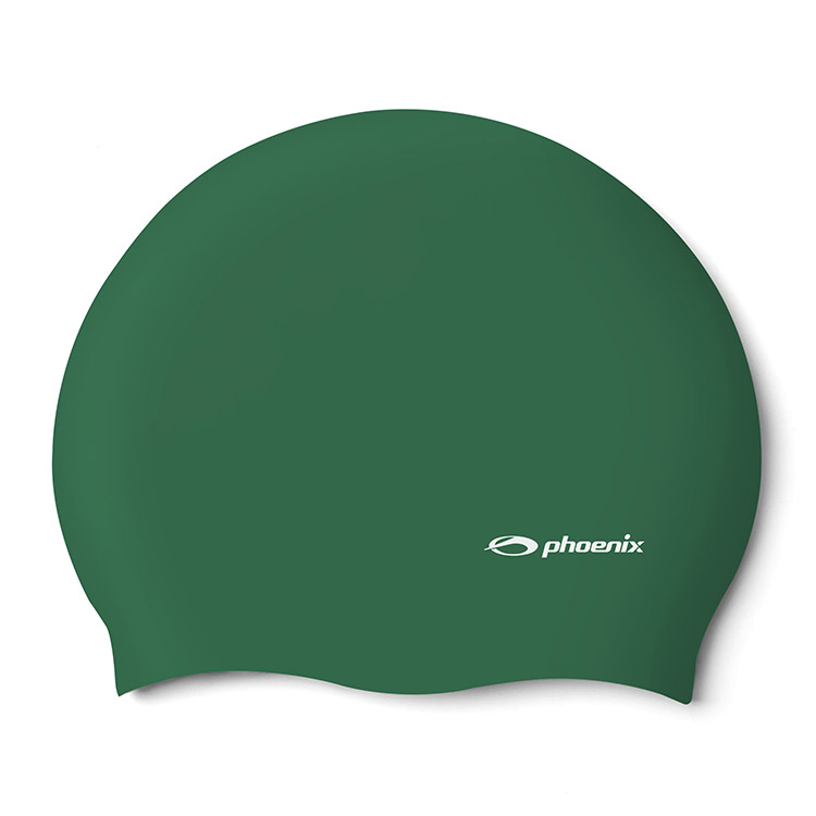 PHOENIX Solid Logo Silicone Swim Cap Green [PCS-02 (Green)]