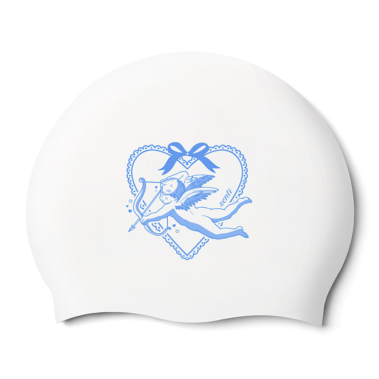 SENTI Cupid Silicone Swim Cap White [SC-2481 (WH)] 상품컷
