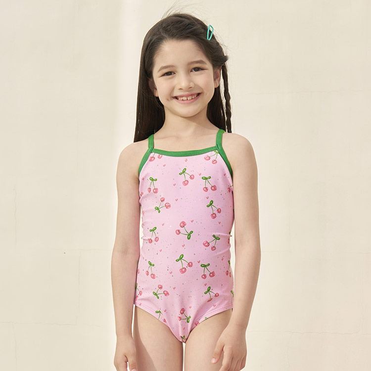 LEMANGO Kids Milk Cherry Open Back Swimsuit Pink [LSGON10004446] 상품컷