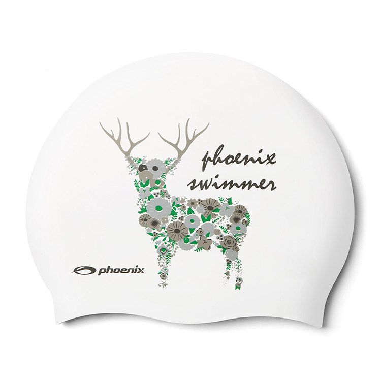 PHOENIX Deer Silicone Swim Cap White [PCS-03 Deer (WHT)] 상품컷