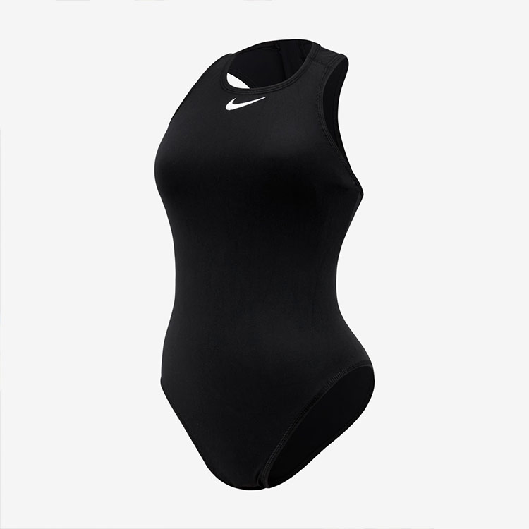 NIKE SWIM Women's Water Polo Solid Zip-up High Neck Swimsuit Black [NESSE001-001 Bathing Suit] 상품컷