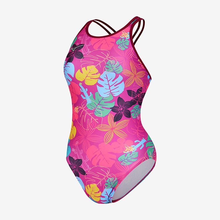 MIZUNO Women's Exersuit Terakawa Flower of Healing Cross Back Swimsuit Wine [N2MAB27466]