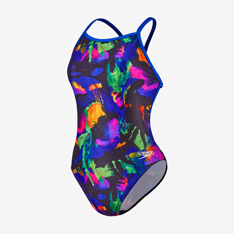 SPEEDO Women's Eco Endurance Club V-Back Swimsuit Blue Pink [8-1284315866] 상품컷