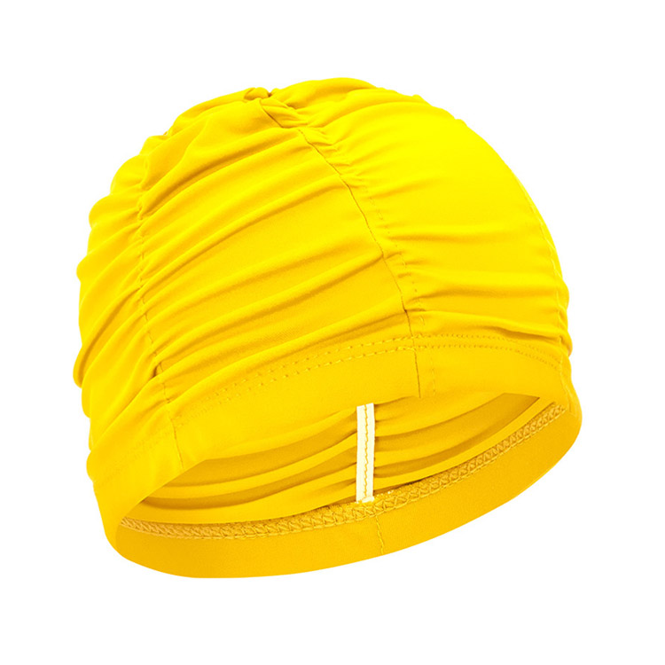 SENTI Solid Wrinkle Spandex Swim Cap Yelliow [SC-W805 (YL)] 상품컷