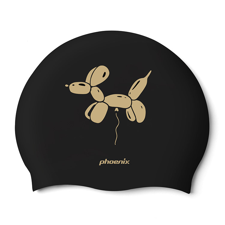 PHOENIX Puppy Balloon Silicone Swim Cap Black [PCS-03 Puppy Balloon (Black)] 상품컷