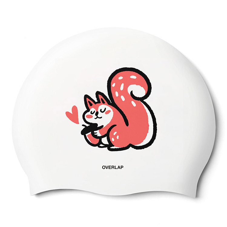 OVERLAP Chipmunk Silicone Swim Cap White [OLSC048 (WHT)] 상품컷