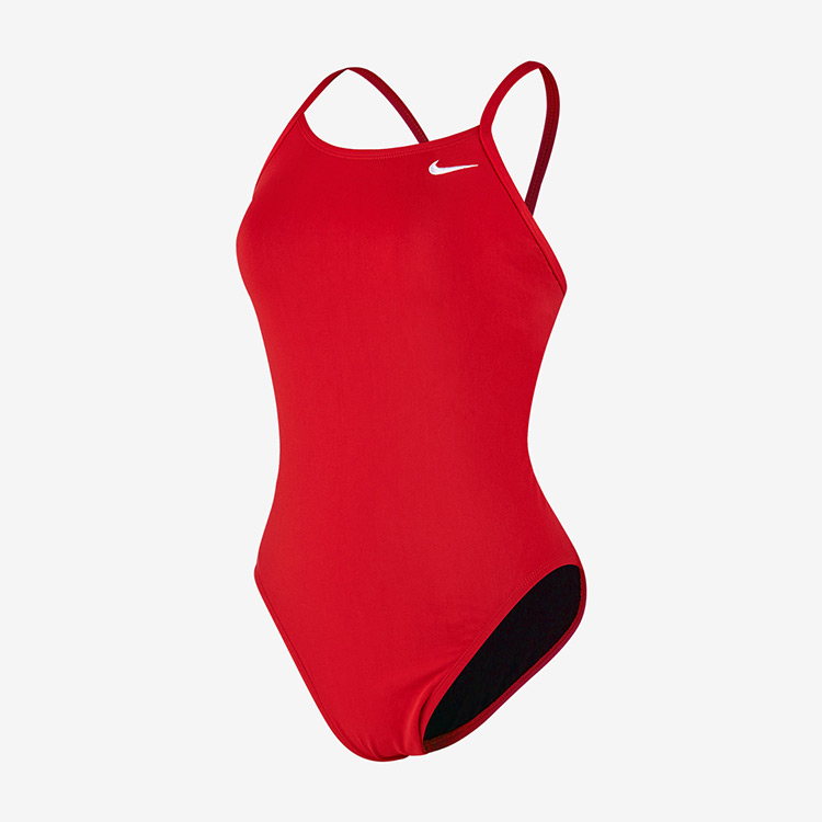 NIKE SWIM Women's Answer Solid Cut Out Swimsuit University Red [NESSA018-614 Embroidery Logo]
