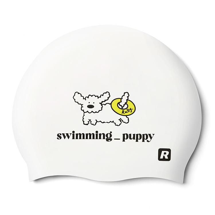 RALLY Swimmng Puppy Silicone Swim Cap White [ORUC804 (WHT)] 상품컷