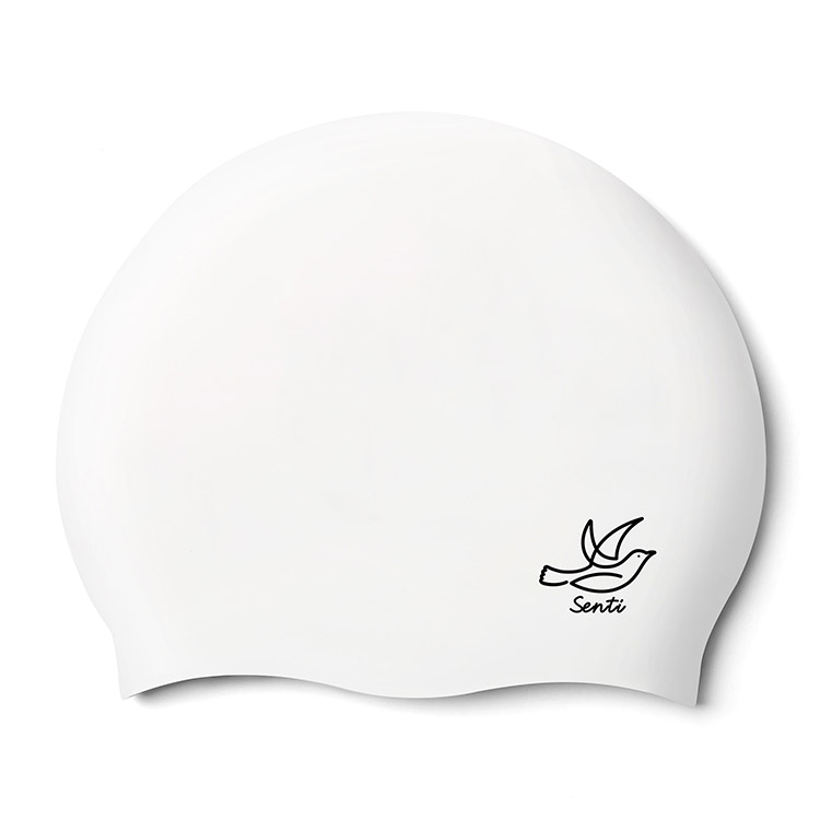 SENTI Bird Silicone Swim Cap White [SC-2468 (WH)] 상품컷