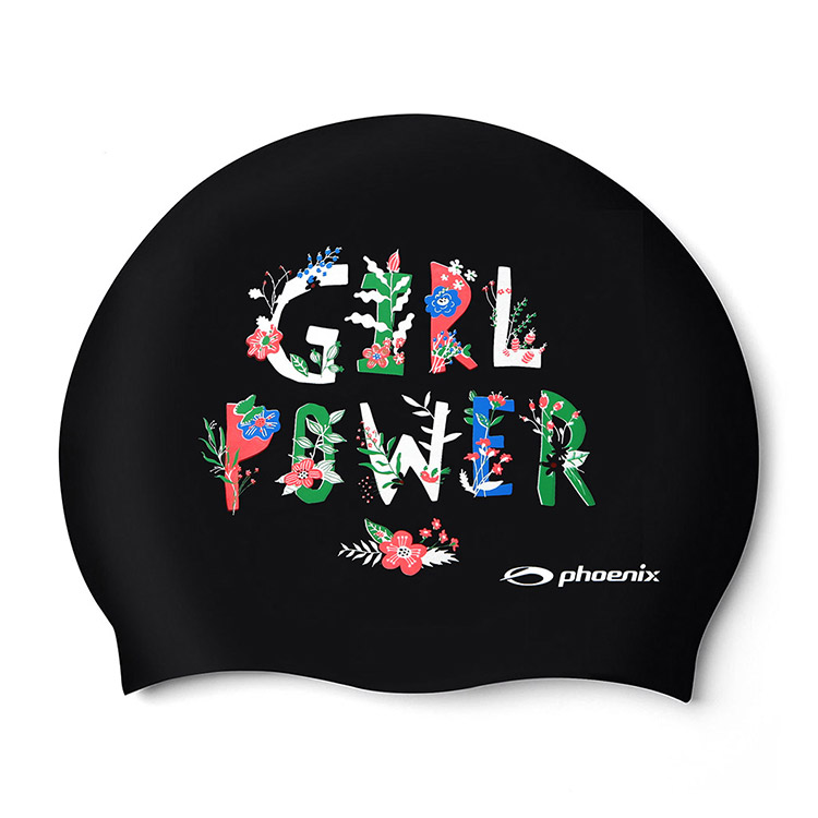 PHOENIX Girl Power Silicone Swim Cap Black [PCS-03 Girl Power (BLK)] 상품컷