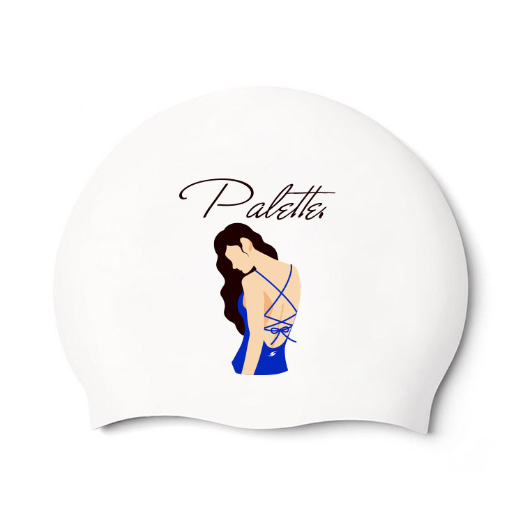SENTI Palette Silicone Swim Cap White Blue [SC-2066 (WT/BL)] 상품컷