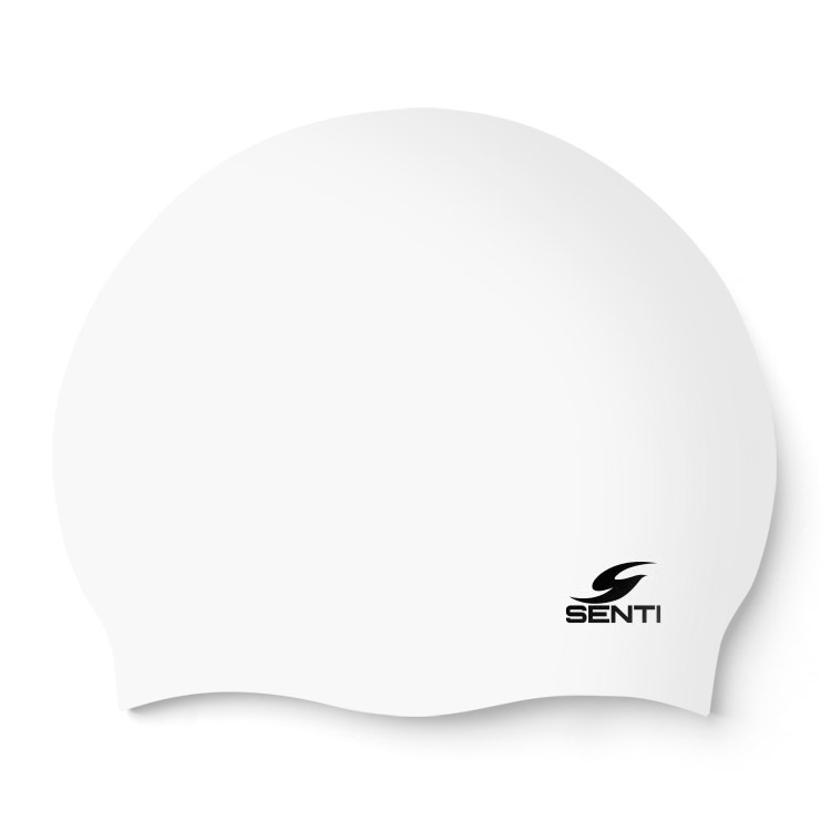 SENTI Solid Silicone Swim Cap White [SC-202] 상품컷