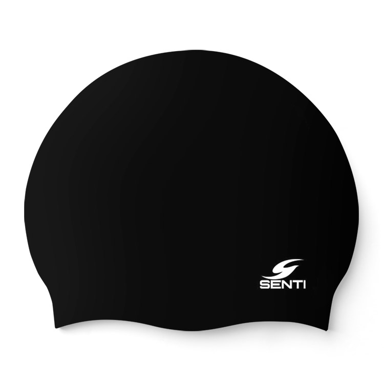 SENTI Solid Silicone Swim Cap Black [SC-201] 상품컷