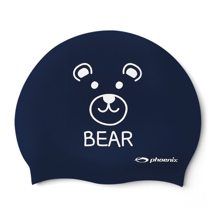 PHOENIX Kids Animal Friends Bear Silicone Swim Cap Navy [PCS-03 Animal Friends (NavyBear)] 상품컷