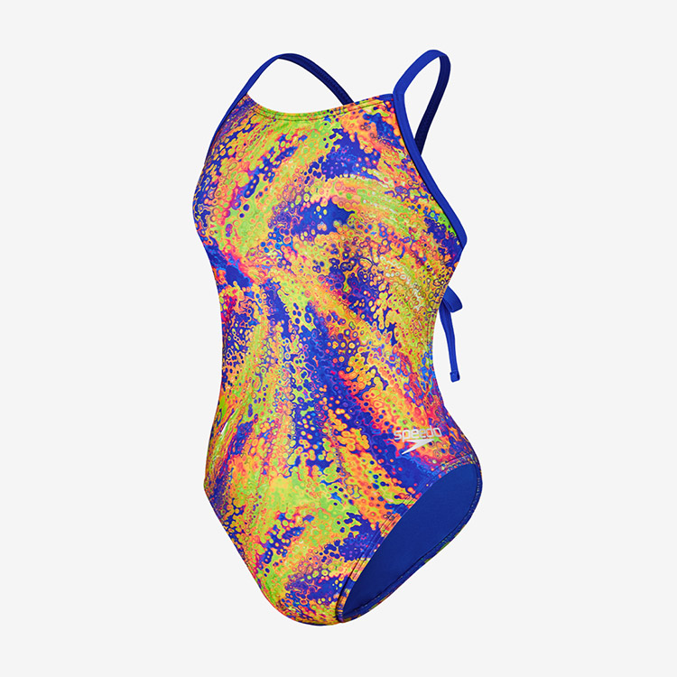 SPEEDO Women's Eco Endurance Club Tie Back Swimsuit Pink Yellow [8-1284115869] 상품컷