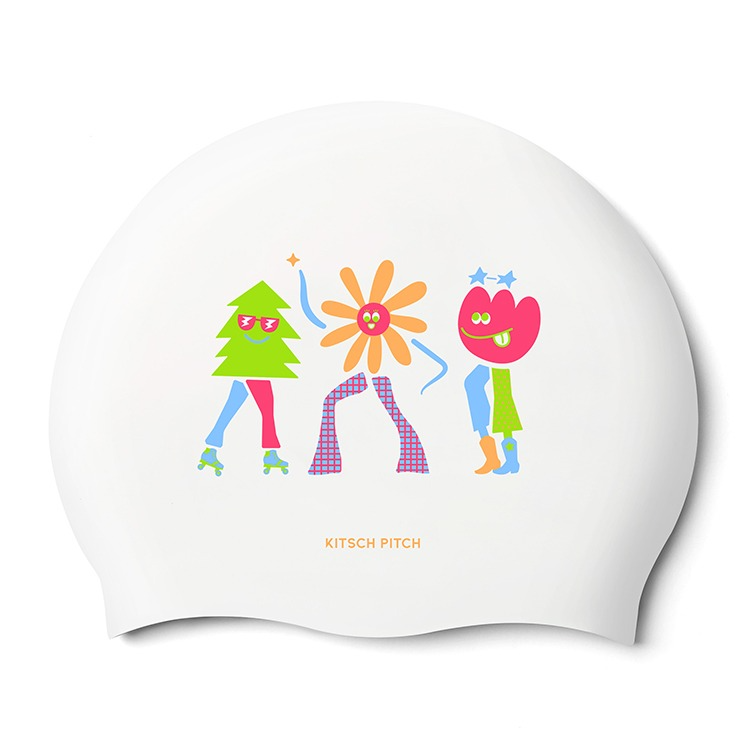 KITSCH PITCH Funny Disco Silicone Swim Cap White [KPE1CS020 (WHT)] 상품컷