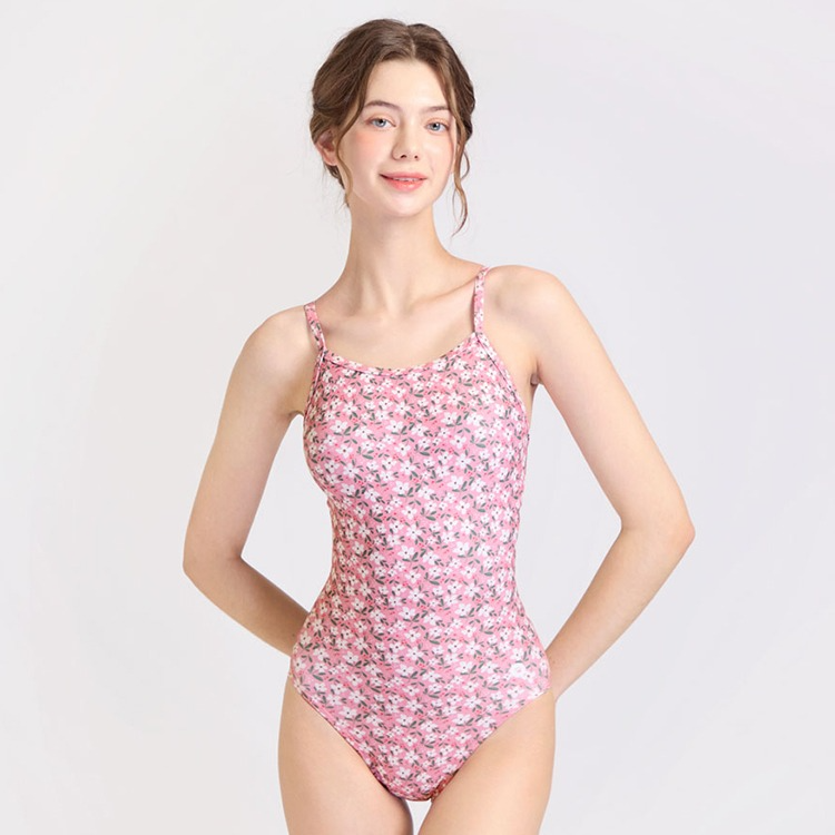 ADDIBLE Women's Flower Garden V-Back Swimsuit Pastel Pink [ASWPK038]