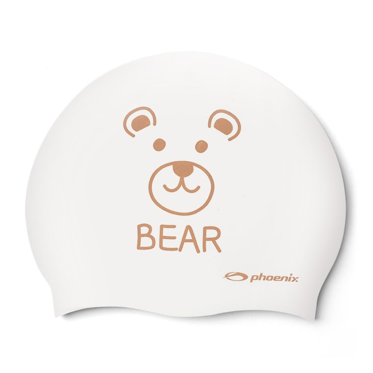 PHOENIX Kids Animal Friends Bear Silicone Swim Cap White [PCS-03 Animal Friends (WhiteBear)] 상품컷