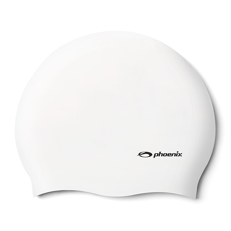PHOENIX Solid Logo Silicone Swim Cap White [PCS-02 (White)]