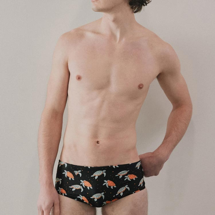 LEMANGO Men's Testudo Square Leg Swimsuit Black [LSMBR16364515] 상품컷