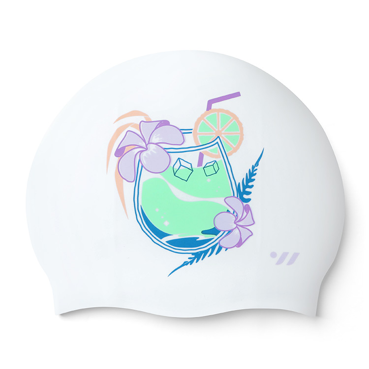 SWAVE Aloha Green Silicone Swim Cap White [SW-CS072 (WHT)] 상품컷