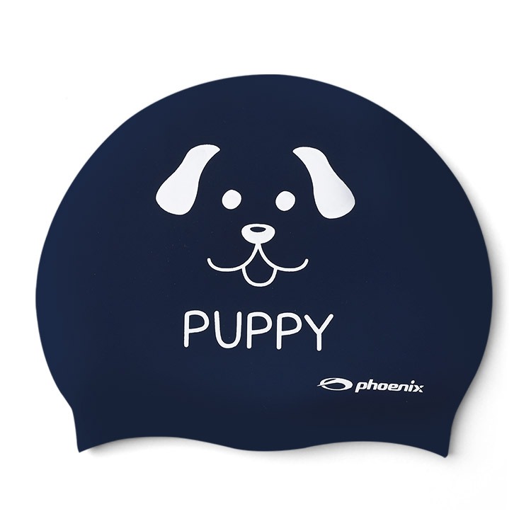 PHOENIX Kids Animal Friends Puppy Silicone Swim Cap Navy [PCS-03 Animal Friends (NavyPuppy)] 상품컷