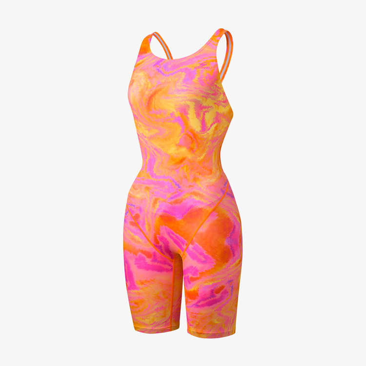 SENTI Women's Core Valentine Open Back Kneeskin Swimsuit Lime [WSDT-24102 (OR)] 상품컷
