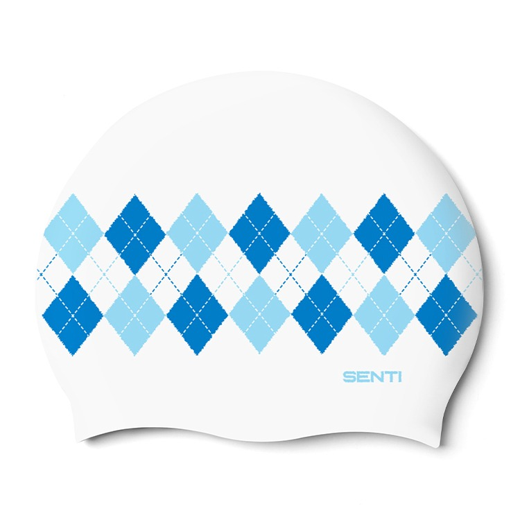 SENTI Argyle Knit Silicone Swim Cap Blue [SC-2499 (BL)] 상품컷