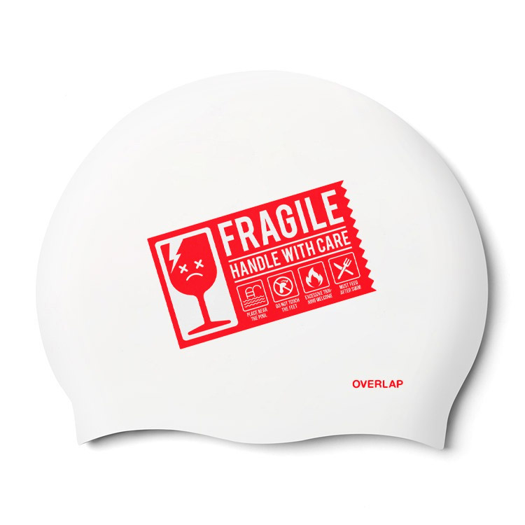 OVERLAP Handle With Care Silicone Swim Cap White [OLSC035 (WHT)] 상품컷