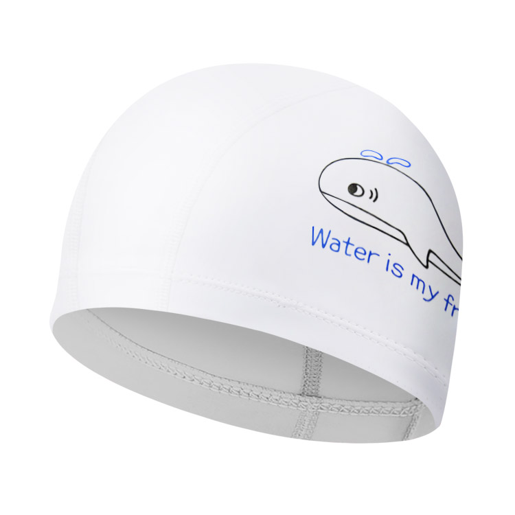 PHOENIX Kids Shark Whale PU Coated Swim Cap White [PCU-02 Shark Whale (White)] 상품컷