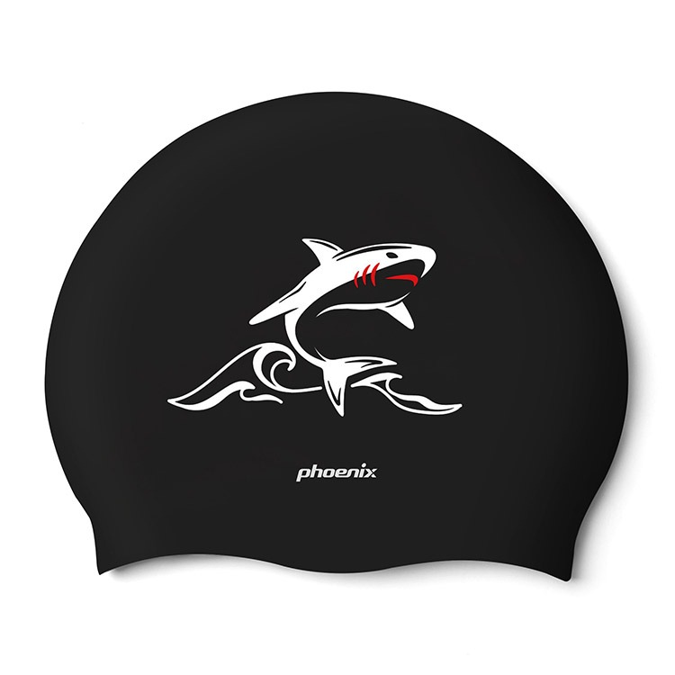 PHOENIX Speedshark Silicone Swim Cap Black [PCS-03 Speedshark (Black)] 상품컷