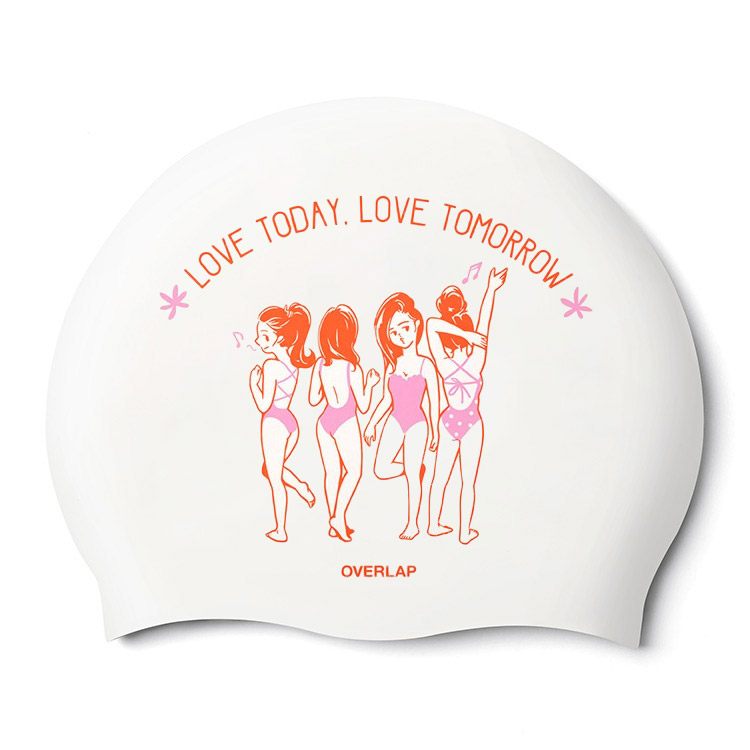 OVERLAP Love Today 2 Silicone Swim Cap White [OLSC046 (WHT)] 상품컷