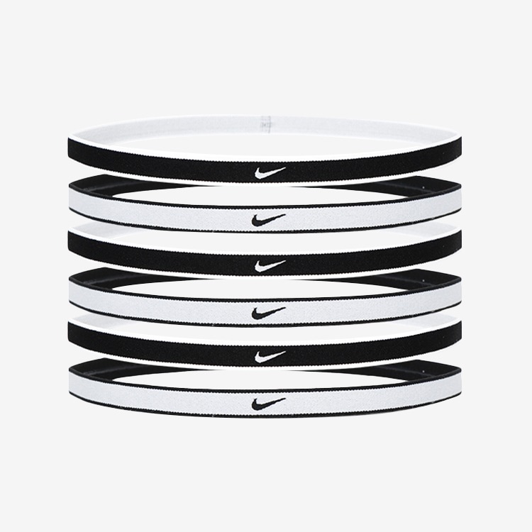 NIKE Swoosh Sports Headband Black White 6 Set [DA7156-100] 상품컷